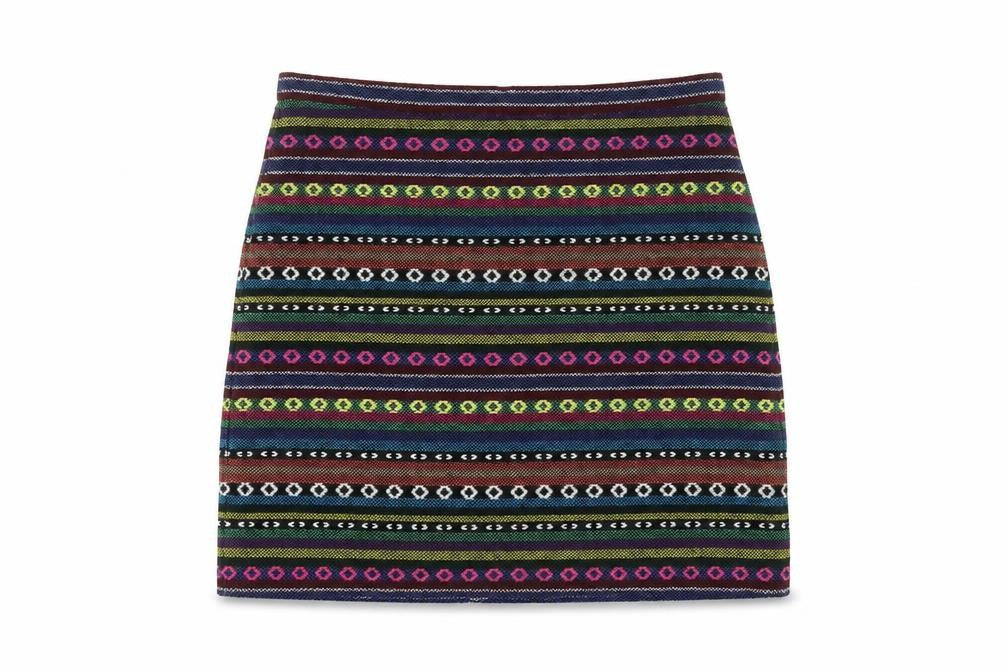 Topshop Womens Multicoloured Geometric Polyester A-Line Skirt Size 12 Zip