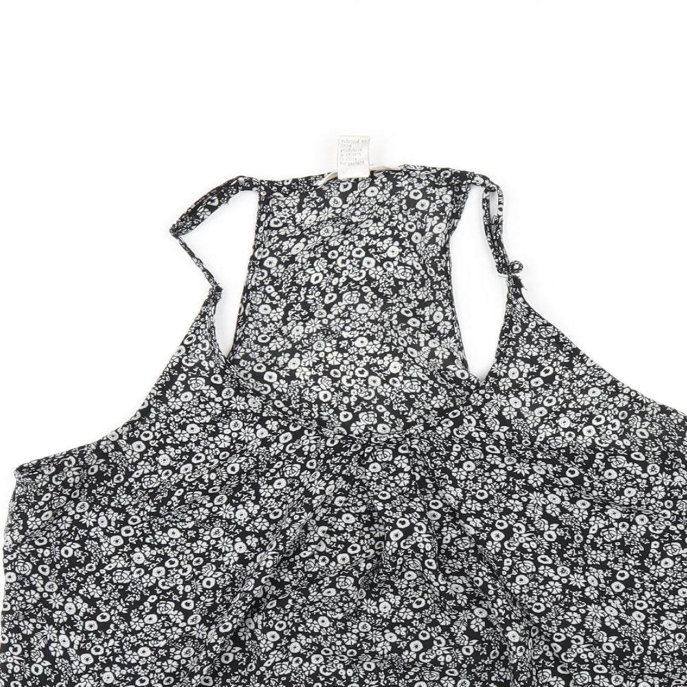 Kenar Womens Black Geometric Polyester Camisole T-Shirt Size M Scoop Neck