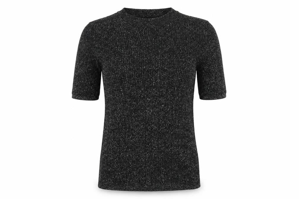 Cooperative Womens Black Viscose Basic T-Shirt Size S Round Neck