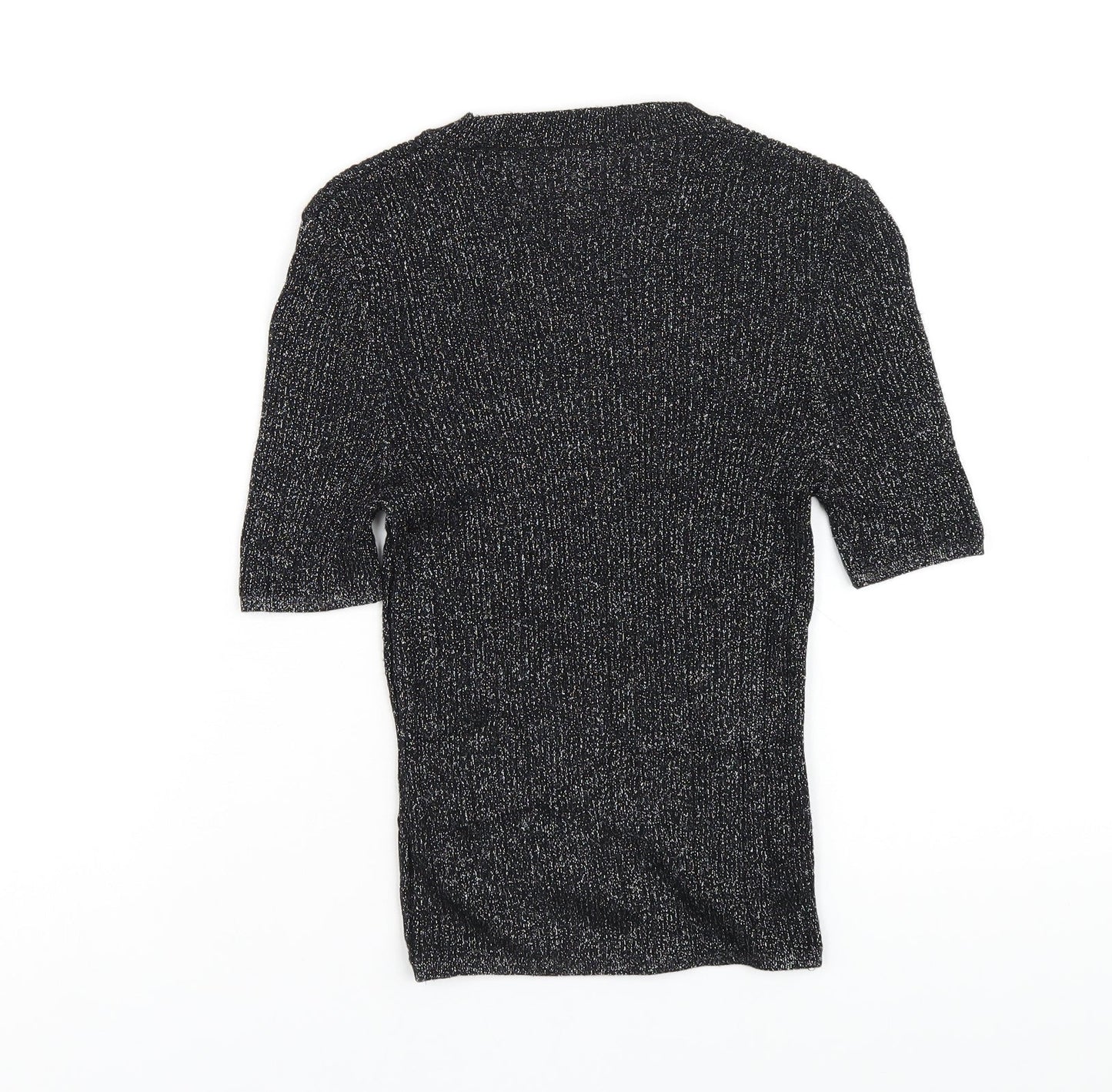 Cooperative Womens Black Viscose Basic T-Shirt Size S Round Neck