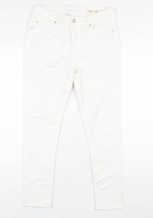 Marks and Spencer Womens White Cotton Skinny Jeans Size 12 L27 in Regular Zip