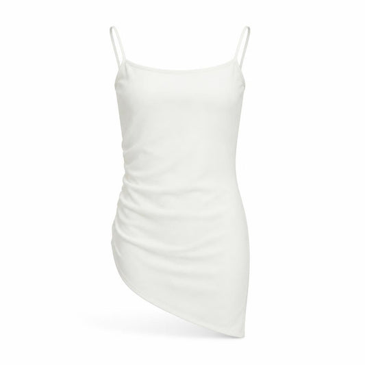 PRETTYLITTLETHING Womens White Polyester Camisole Tank Size 6 Cowl Neck - Asymmetric