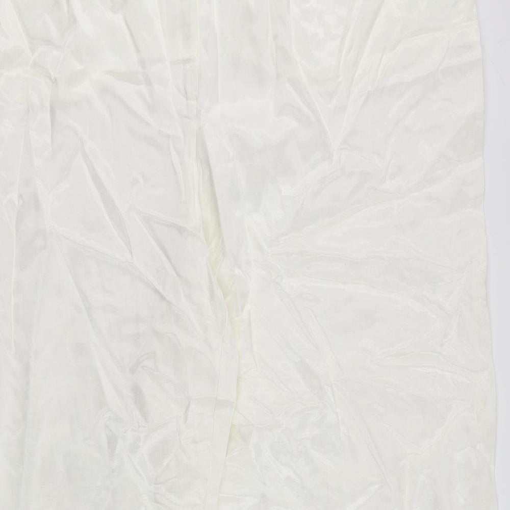 Marks and Spencer Womens White Viscose Trousers Size 24 L29 in Regular Zip