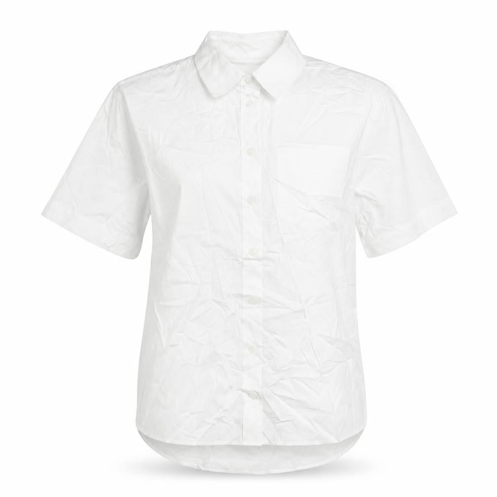 Marks & Spencer Womens White Cotton Basic Button-Up Size 6 Collared