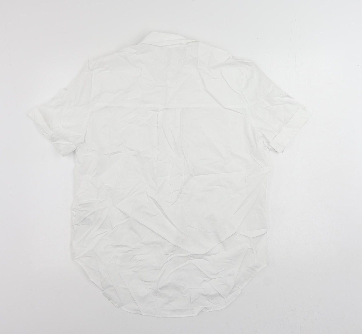 Marks and Spencer Womens White Cotton Basic Button-Up Size 6 Collared