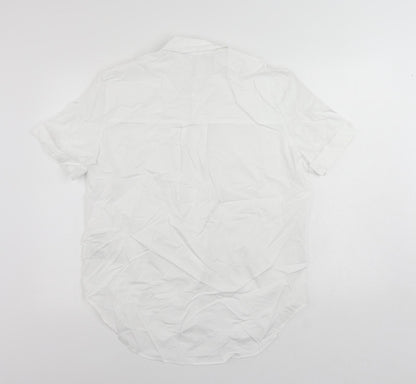 Marks & Spencer Womens White Cotton Basic Button-Up Size 6 Collared