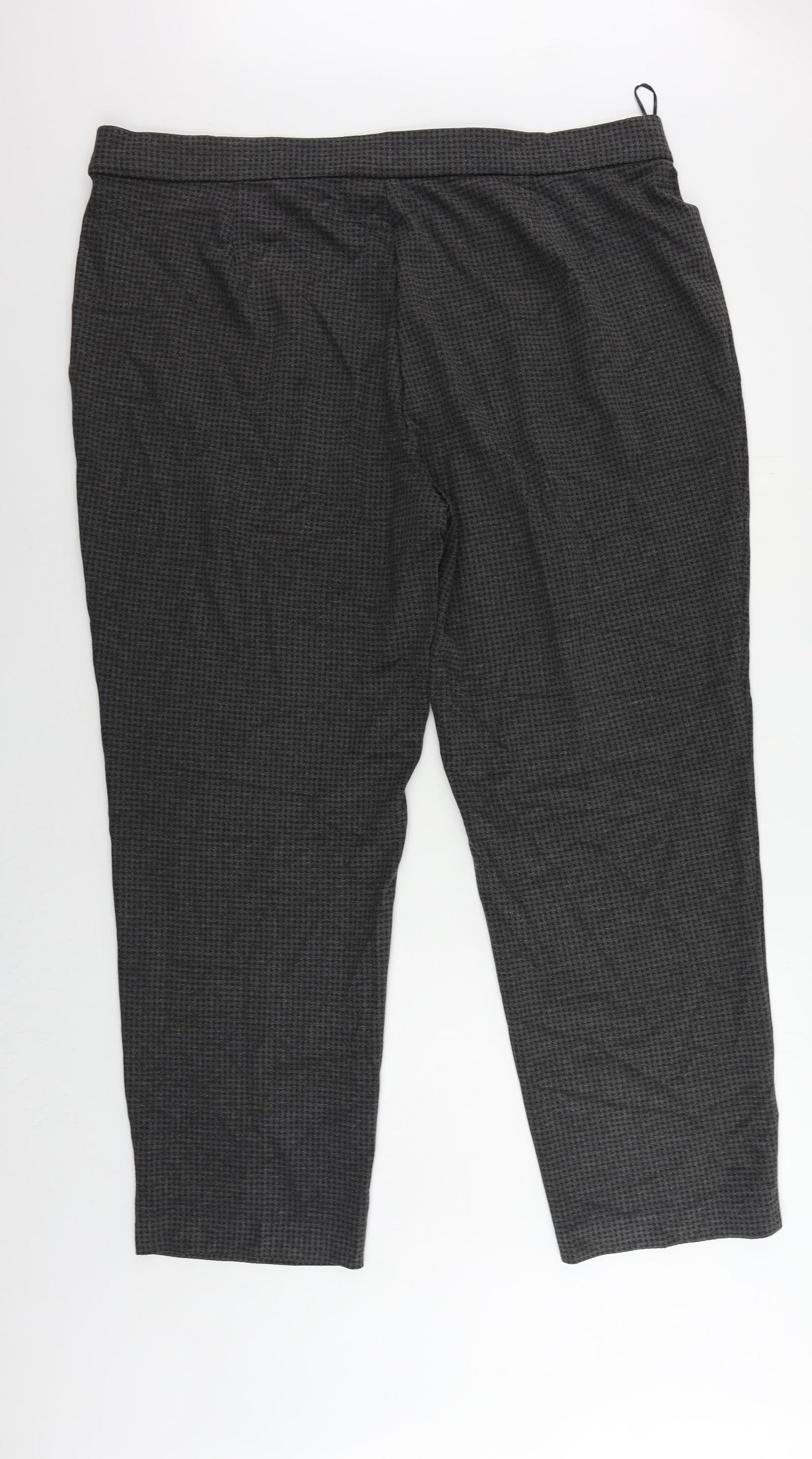 Marks and Spencer Womens Grey Geometric Viscose Trousers Size 24 L29 in Regular - Elastic Waist