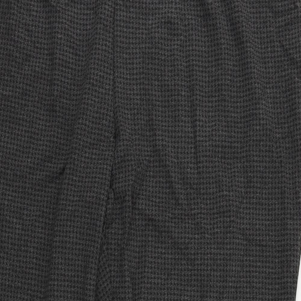 Marks and Spencer Womens Grey Geometric Viscose Trousers Size 24 L29 in Regular - Elastic Waist