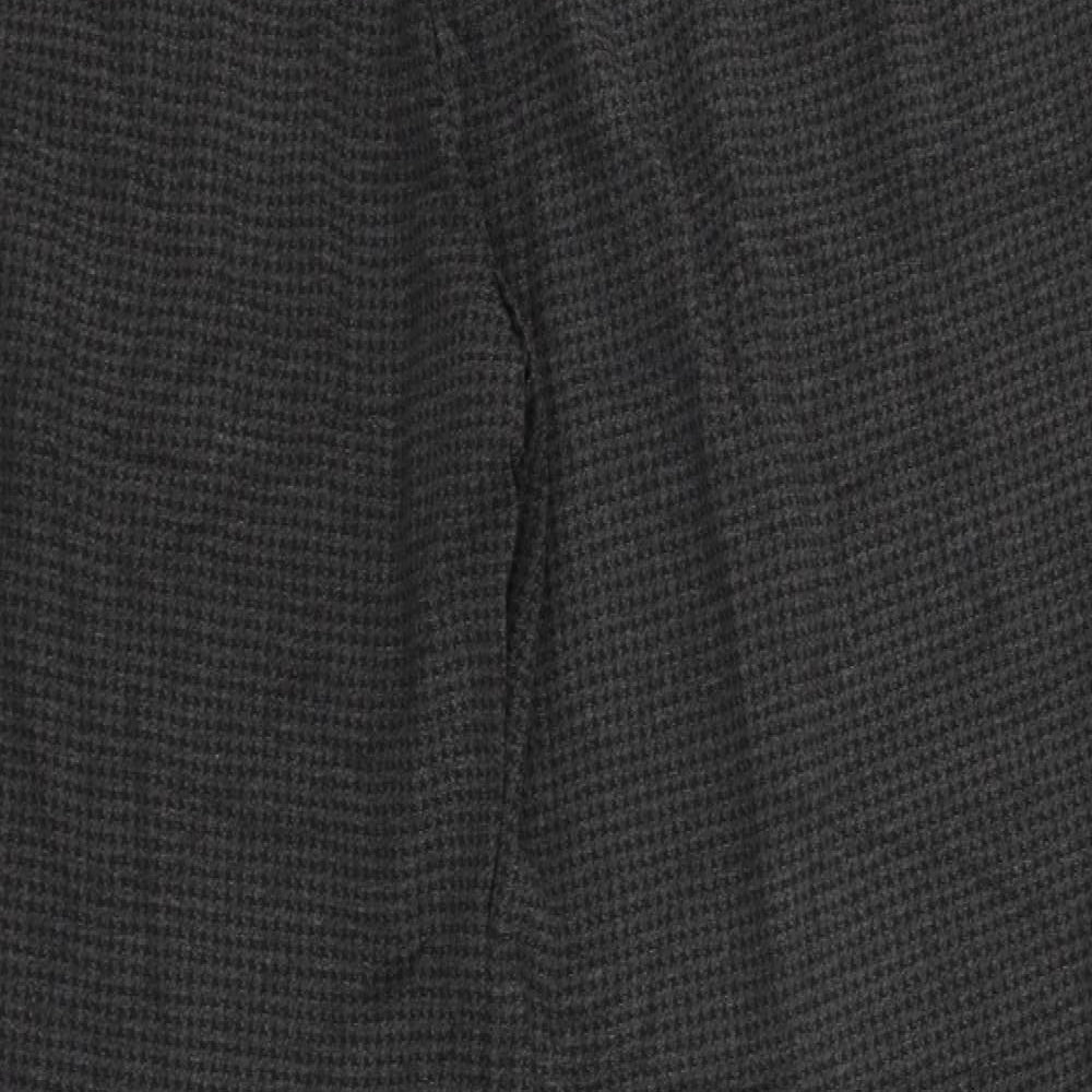 Marks and Spencer Womens Grey Geometric Viscose Trousers Size 24 L29 in Regular - Elastic Waist