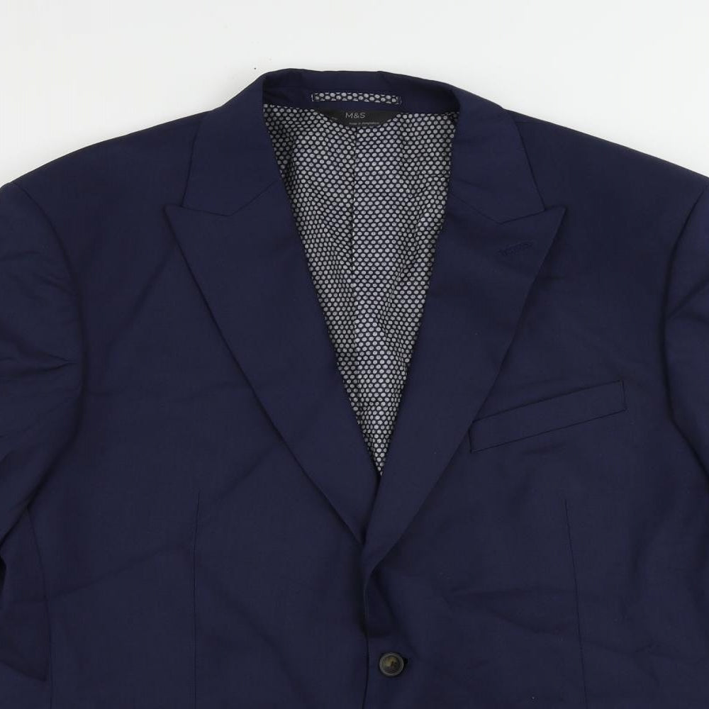 Marks and Spencer Mens Blue Polyester Jacket Suit Jacket Size 44 Regular