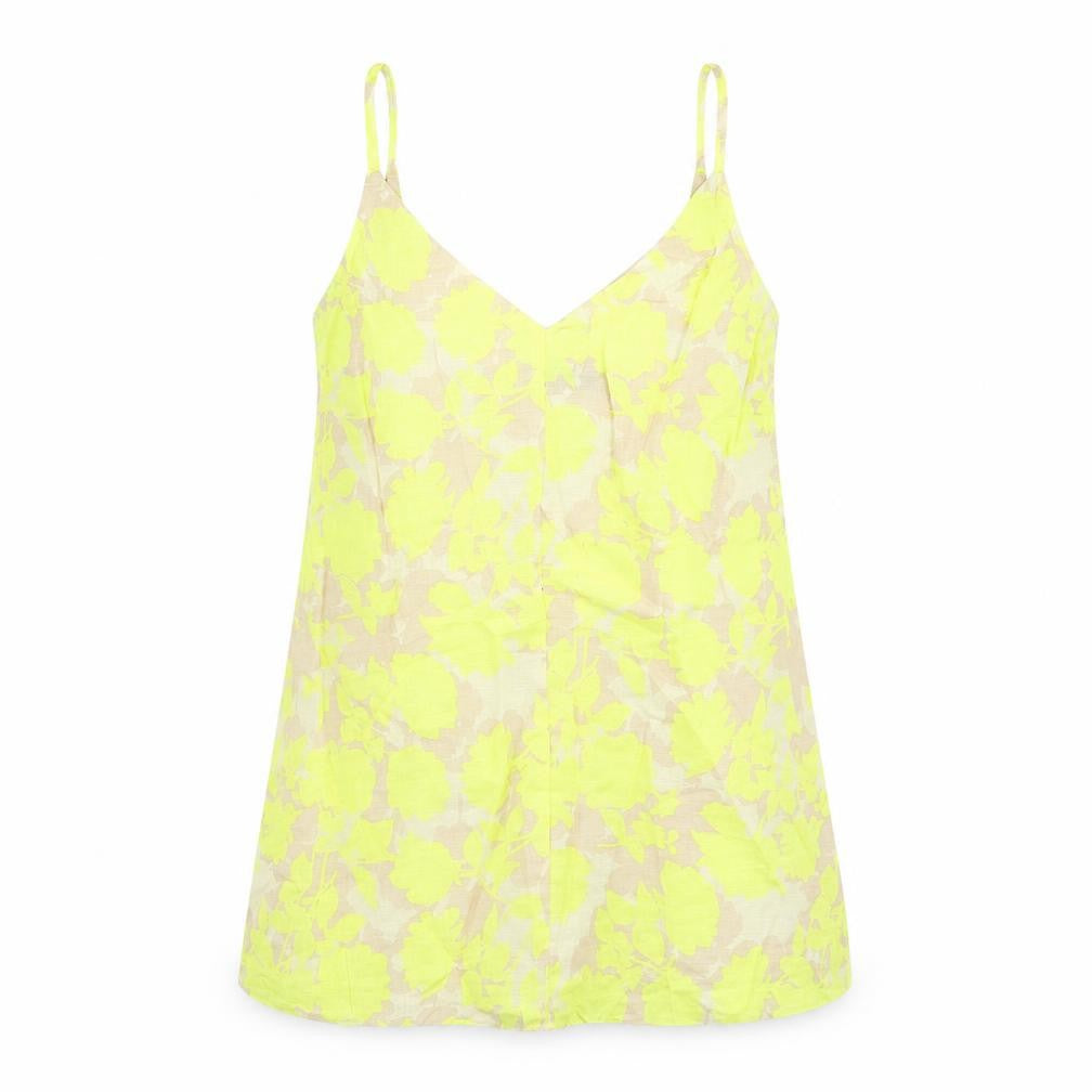 Marks & Spencer Womens Yellow Floral Linen Camisole Tank Size 6 V-Neck