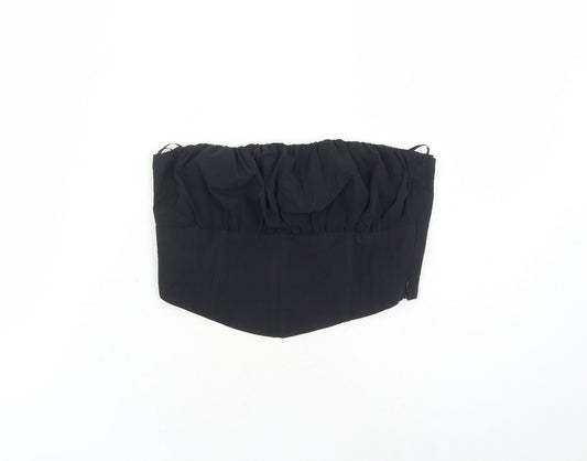 Bershka Womens Black 100% Cotton Cropped Tank Size M Off the Shoulder