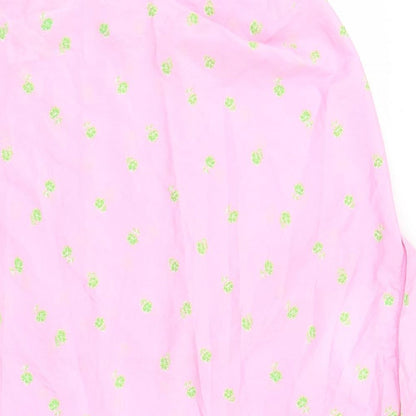 Noisy May Womens Pink Floral Polyester Basic Button-Up Size XL Collared