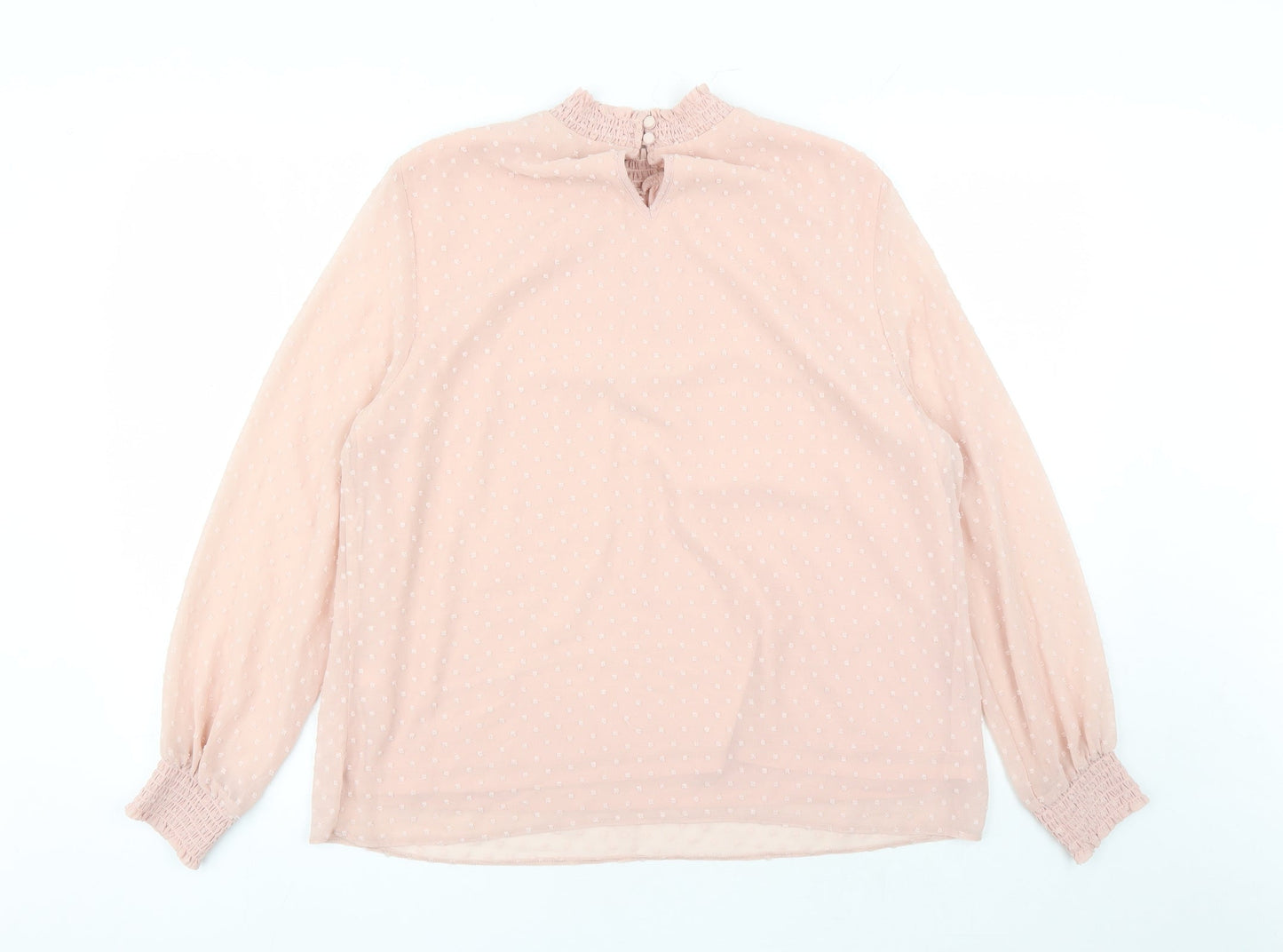 Dorothy Perkins Womens Pink Geometric Polyester Basic Blouse Size 14 Mock Neck