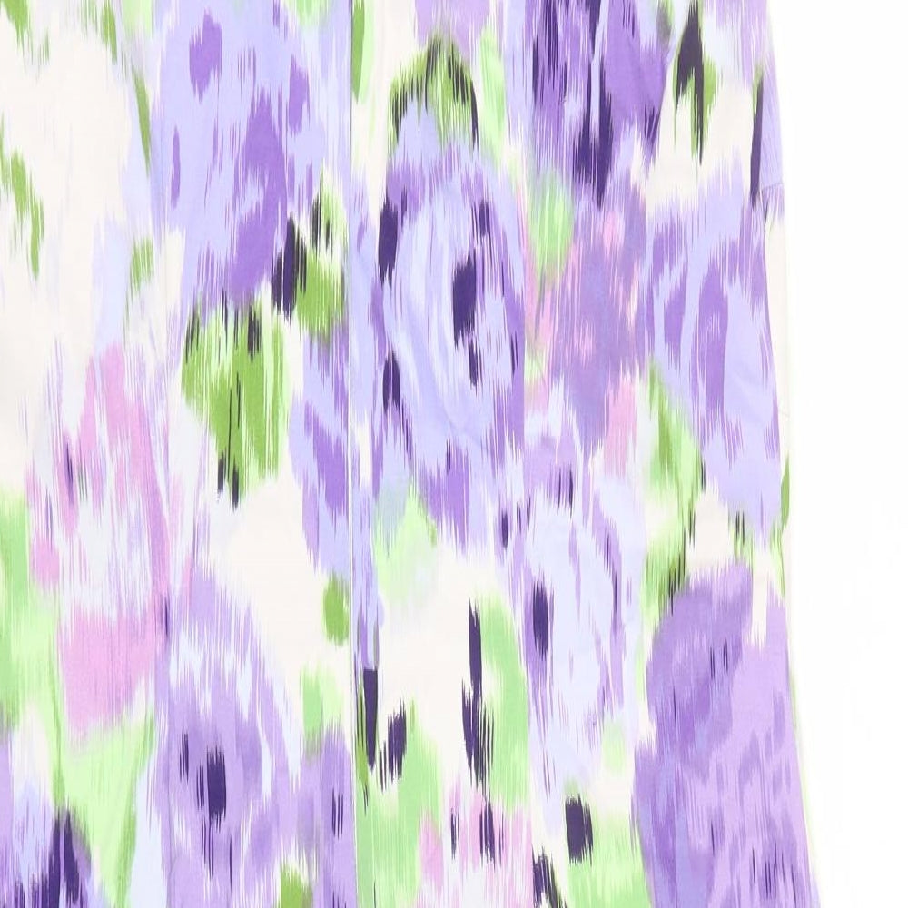 Kaliko Womens Purple Geometric Cotton A-Line Size 10 Round Neck Zip - Lined