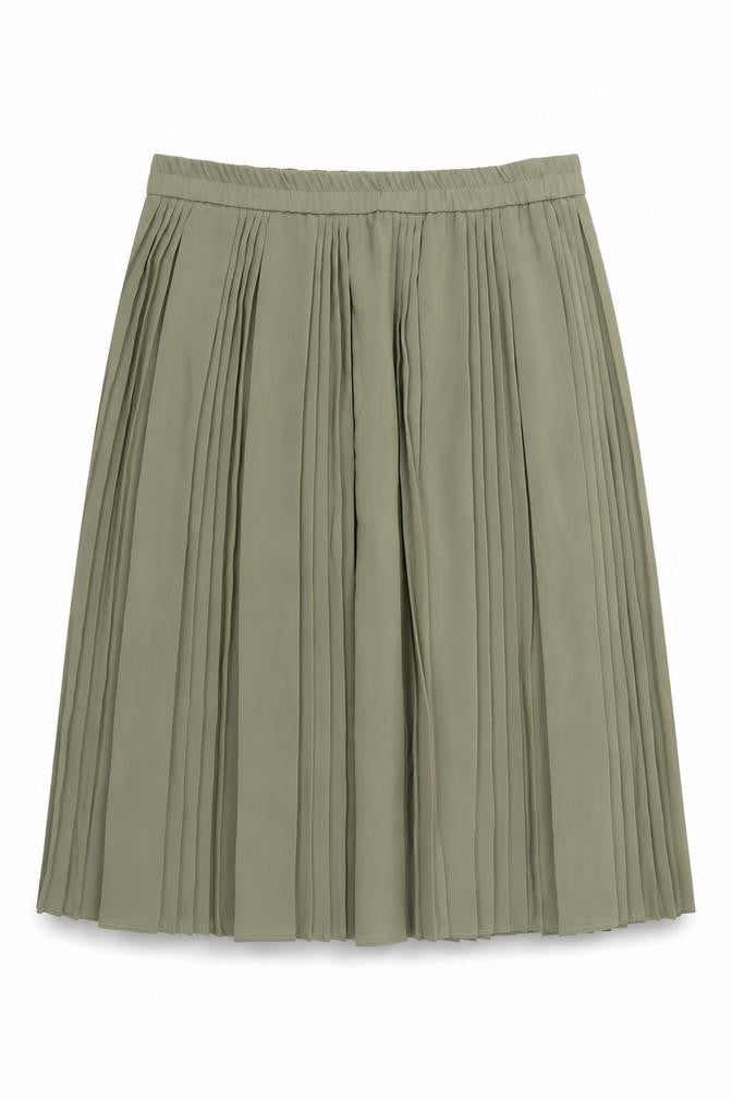 Canada Womens Green Polyester Pleated Skirt Size 14 - Elasticated Waist