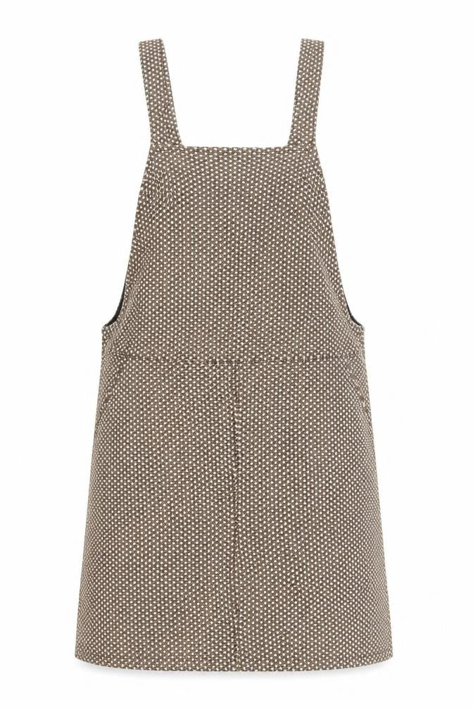 New Look Womens Brown Geometric Polyester Pinafore/Dungaree Dress Size 8 Square Neck Pullover
