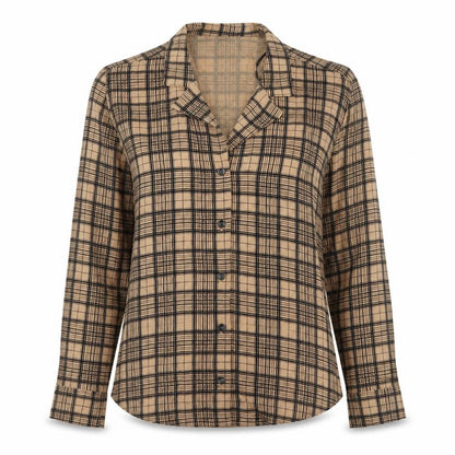 Zara Womens Brown Plaid Cupro Basic Button-Up Size XS Collared