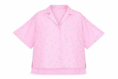 Noisy May Womens Pink Floral Polyester Basic Button-Up Size XL Collared