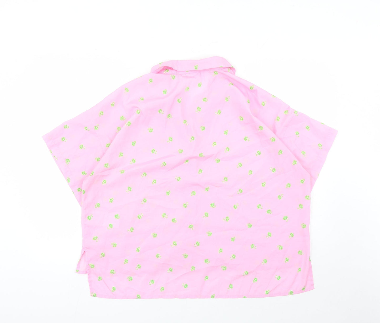 Noisy may Womens Pink Floral Polyester Basic Button-Up Size XL Collared