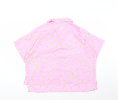 Noisy May Womens Pink Floral Polyester Basic Button-Up Size XL Collared