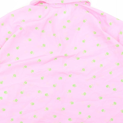 Noisy May Womens Pink Floral Polyester Basic Button-Up Size XL Collared