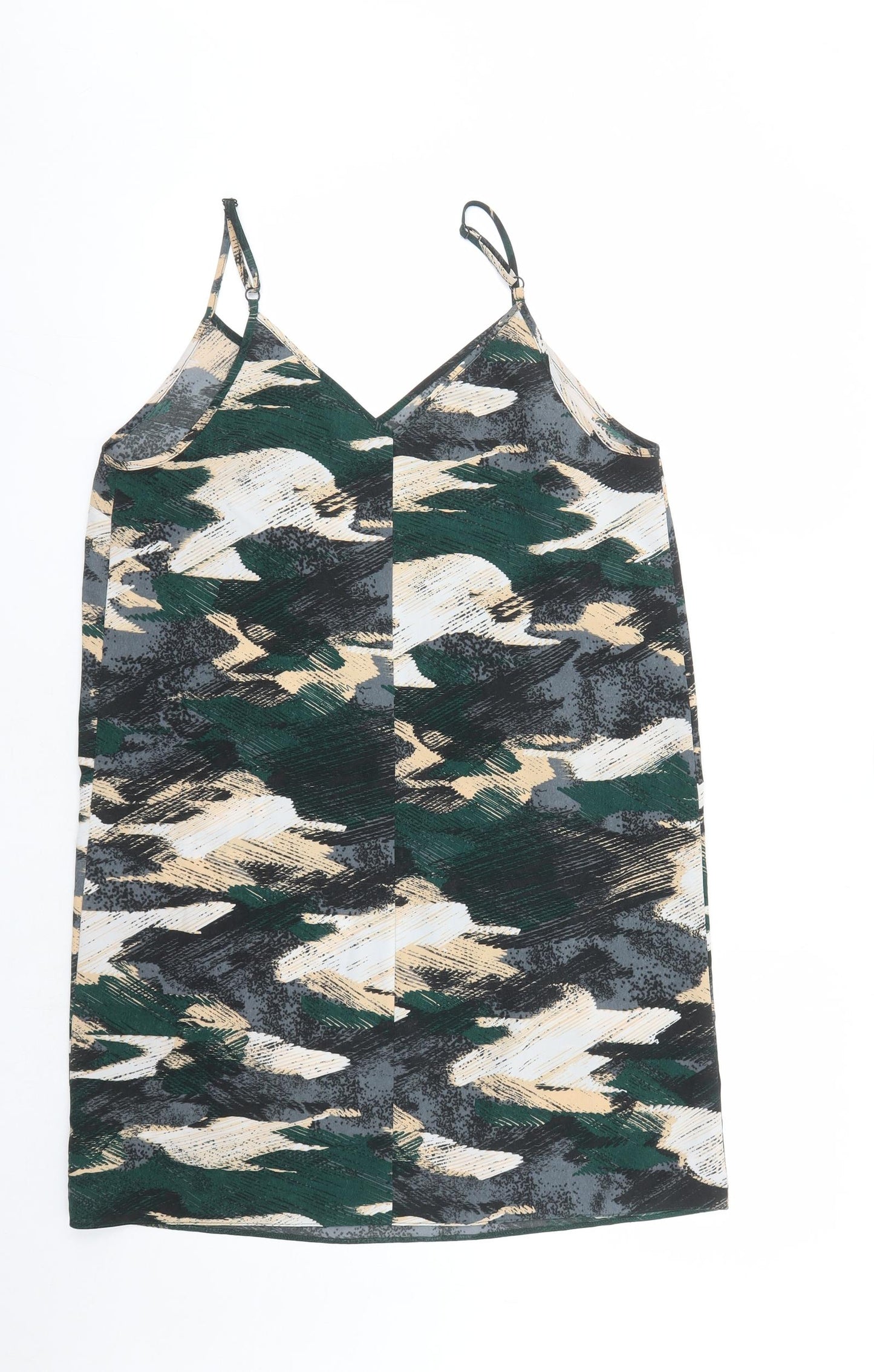 ASOS Womens Multicoloured Geometric Polyester Slip Dress Size 12 V-Neck Pullover