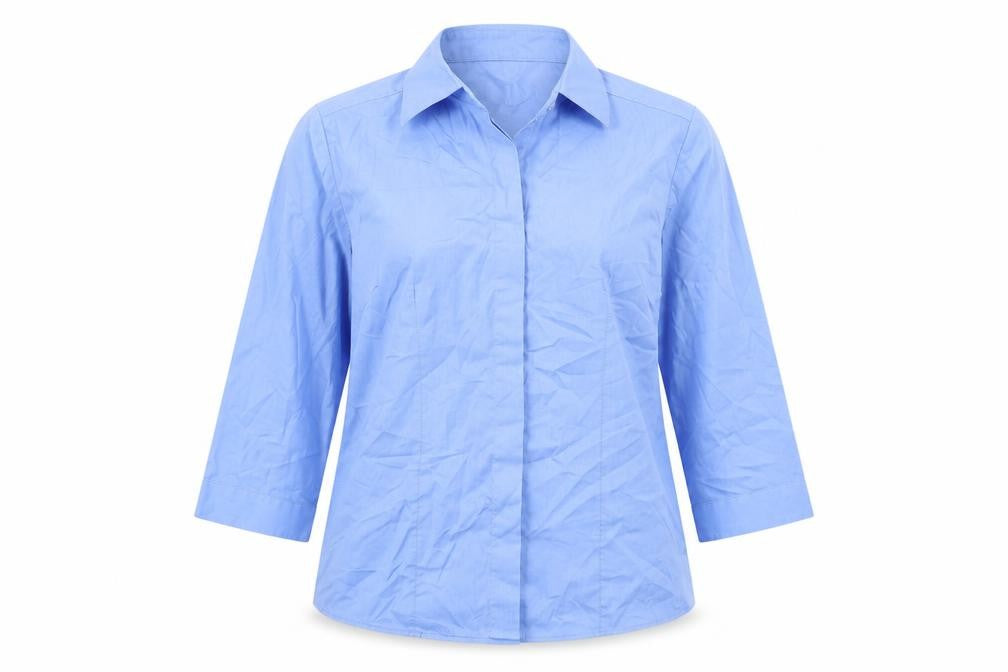 Russell Collection Womens Blue Polyester Basic Blouse Size S Collared