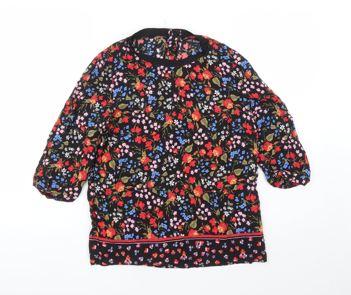 NEXT Womens Multicoloured Geometric Viscose Basic Blouse Size 6 Round Neck