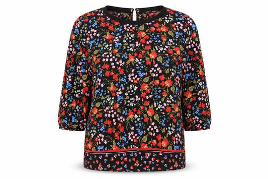 NEXT Womens Multicoloured Geometric Viscose Basic Blouse Size 6 Round Neck