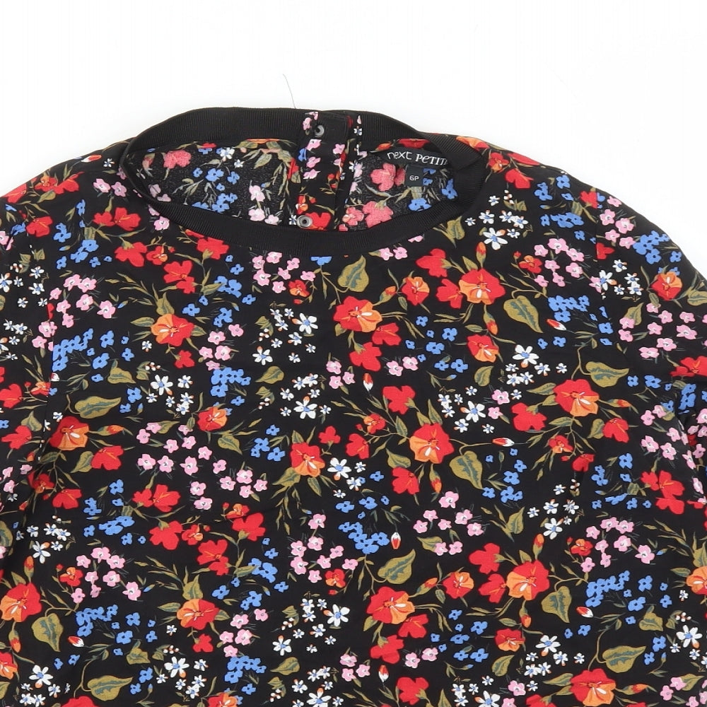 NEXT Womens Multicoloured Geometric Viscose Basic Blouse Size 6 Round Neck