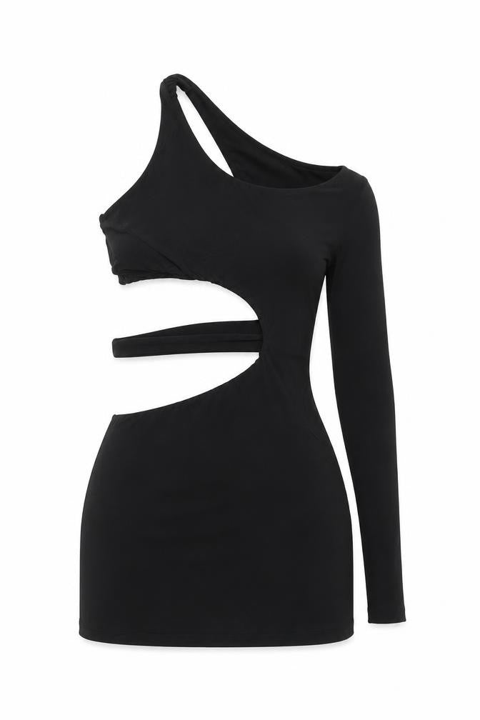Rebellious Womens Black Polyester Mini Size 14 Round Neck Pullover - Cut Out Detail