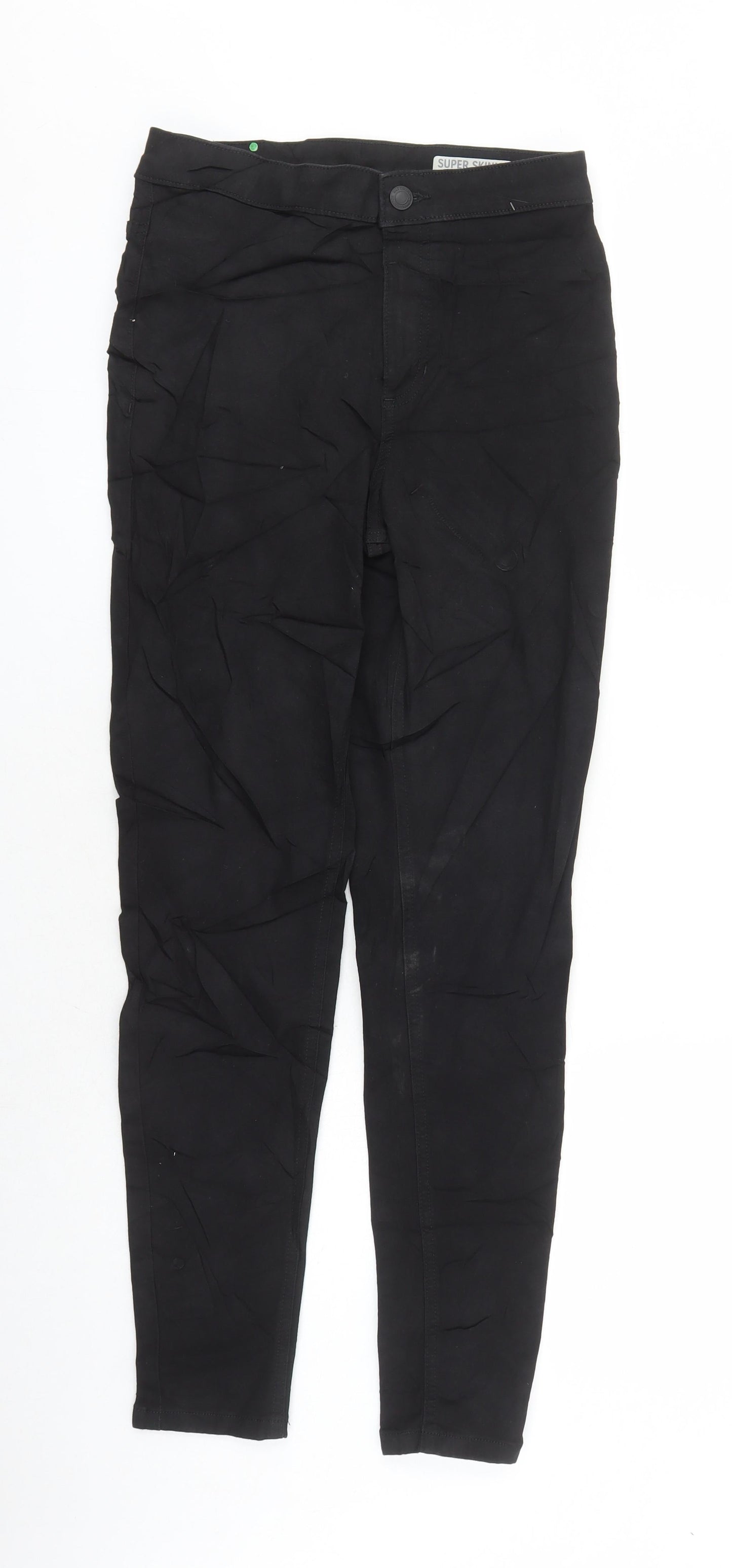 Marks and Spencer Womens Black Cotton Skinny Jeans Size 10 L27 in Regular Zip - Pockets