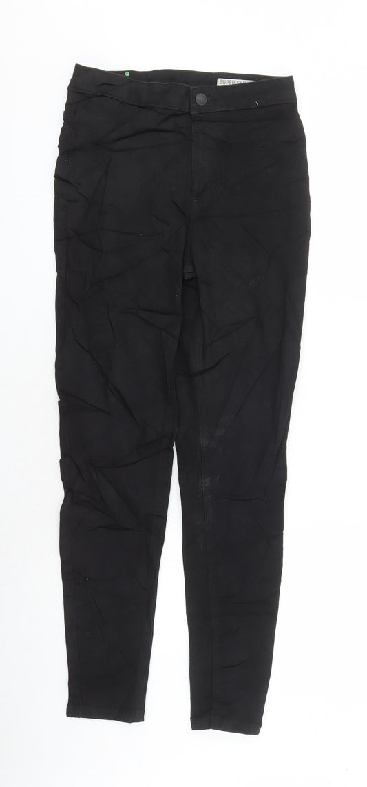 Marks and Spencer Womens Black Cotton Skinny Jeans Size 10 L27 in Regular Zip - Pockets