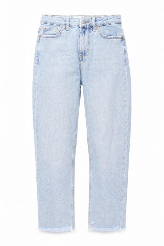 Topshop Womens Blue Cotton Tapered Jeans Size 26 in L24 in Regular Button