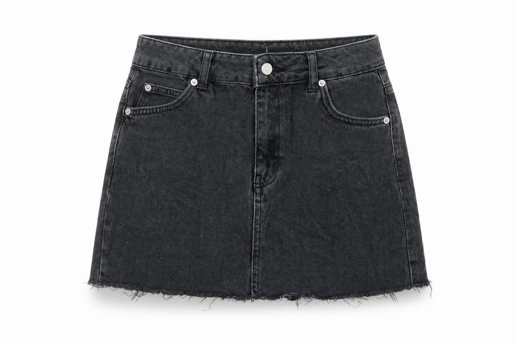 Topshop Womens Grey Cotton Mini Skirt Size 8 Button