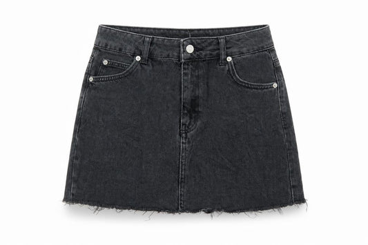 Topshop Womens Grey Cotton Mini Skirt Size 8 Button