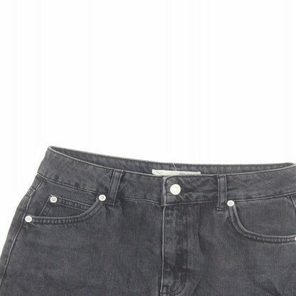 Topshop Womens Grey Cotton Mini Skirt Size 8 Button