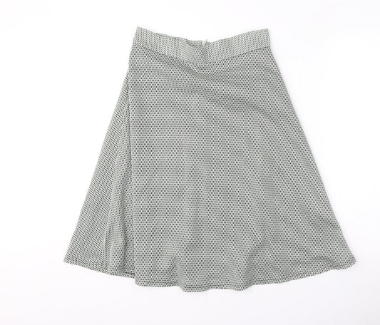 Topshop Womens White Geometric Polyester Flare Skirt Size 12 Zip