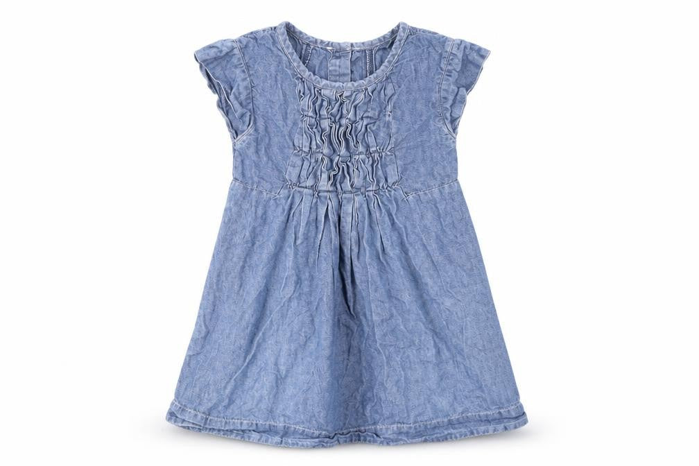 Mini Club Girls Blue Cotton A-Line Size 3-4 Years Round Neck Button