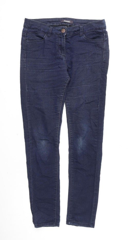 Marks and Spencer Womens Blue Cotton Jegging Jeans Size 10 L28 in Regular Zip