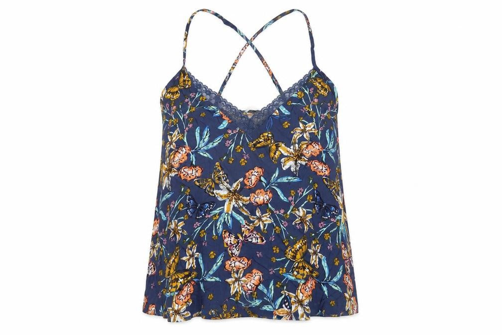 Marks & Spencer Womens Multicoloured Geometric Viscose Top Pyjama Top Size 18 - Butterfly Floral Print