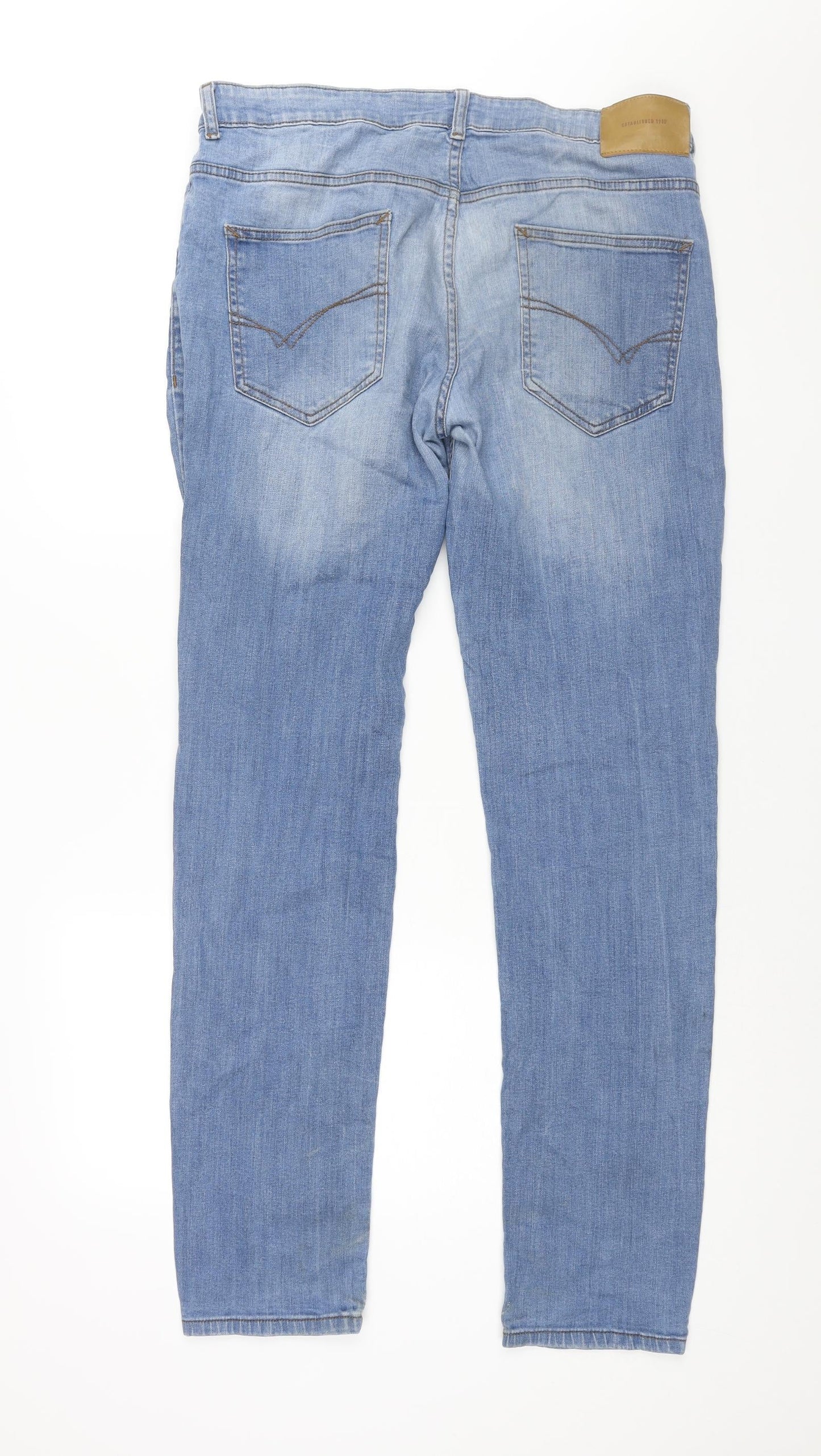 Denim & Co. Mens Blue Cotton Straight Jeans Size 34 in L33 in Regular Zip