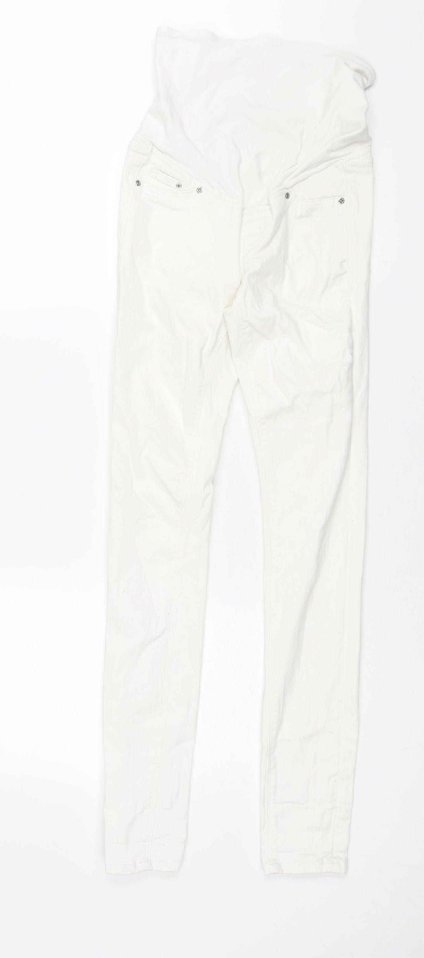 H&M Womens White Cotton Skinny Jeans Size 8 L30 in Regular