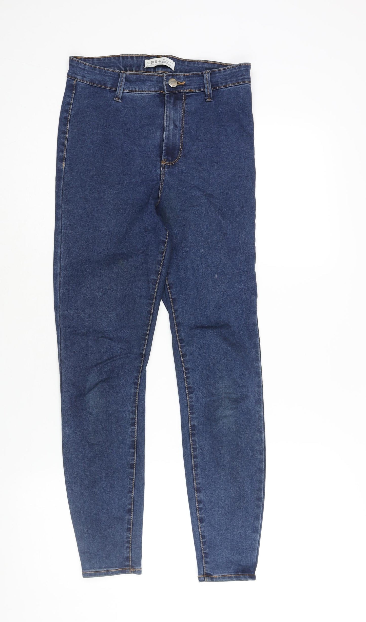 Denim & Co. Womens Blue Cotton Skinny Jeans Size 10 L26 in Regular Zip
