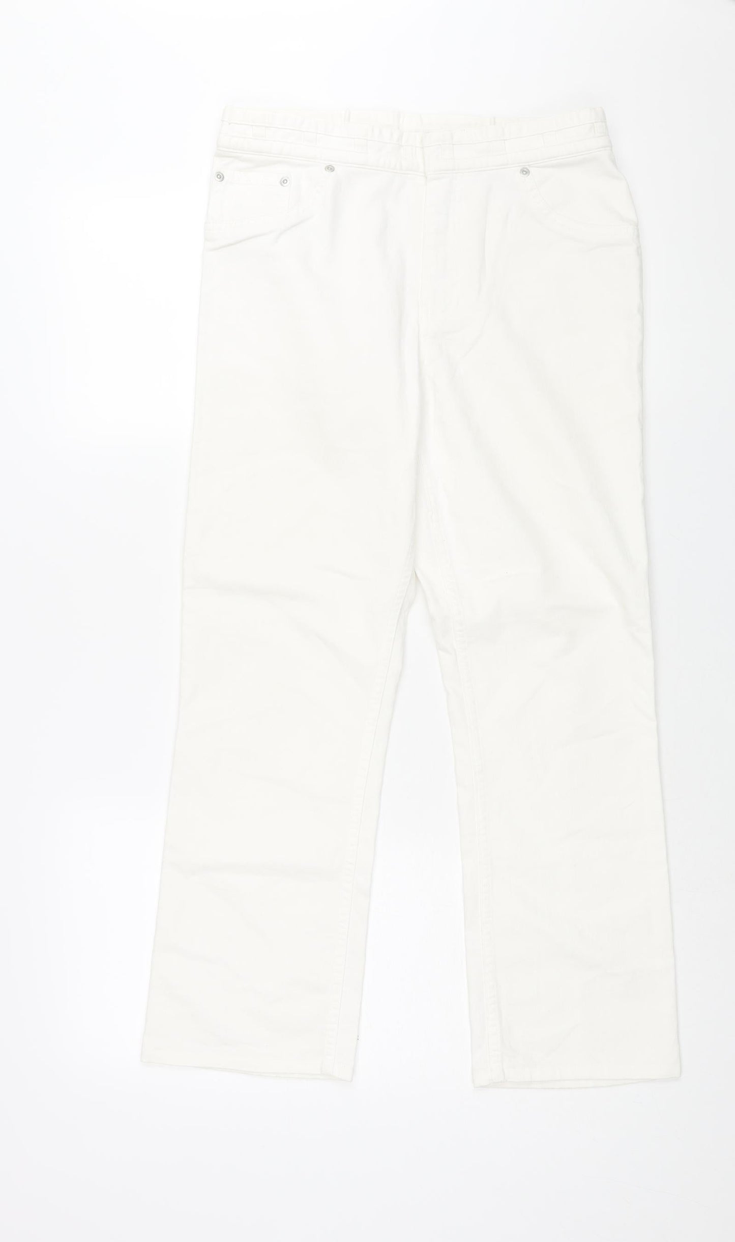 Marks and Spencer Womens White Cotton Straight Jeans Size 30 in L27 in Regular Zip