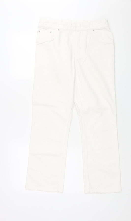 Marks and Spencer Womens White Cotton Straight Jeans Size 30 in L27 in Regular Zip