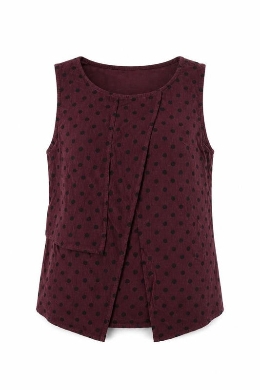 Vanucci Womens Purple Polka Dot Cotton Camisole Blouse Size S Round Neck