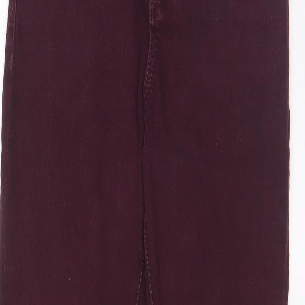 Topshop Womens Red Cotton Skinny Jeans Size 25 in L32 in Regular Zip - Pockets