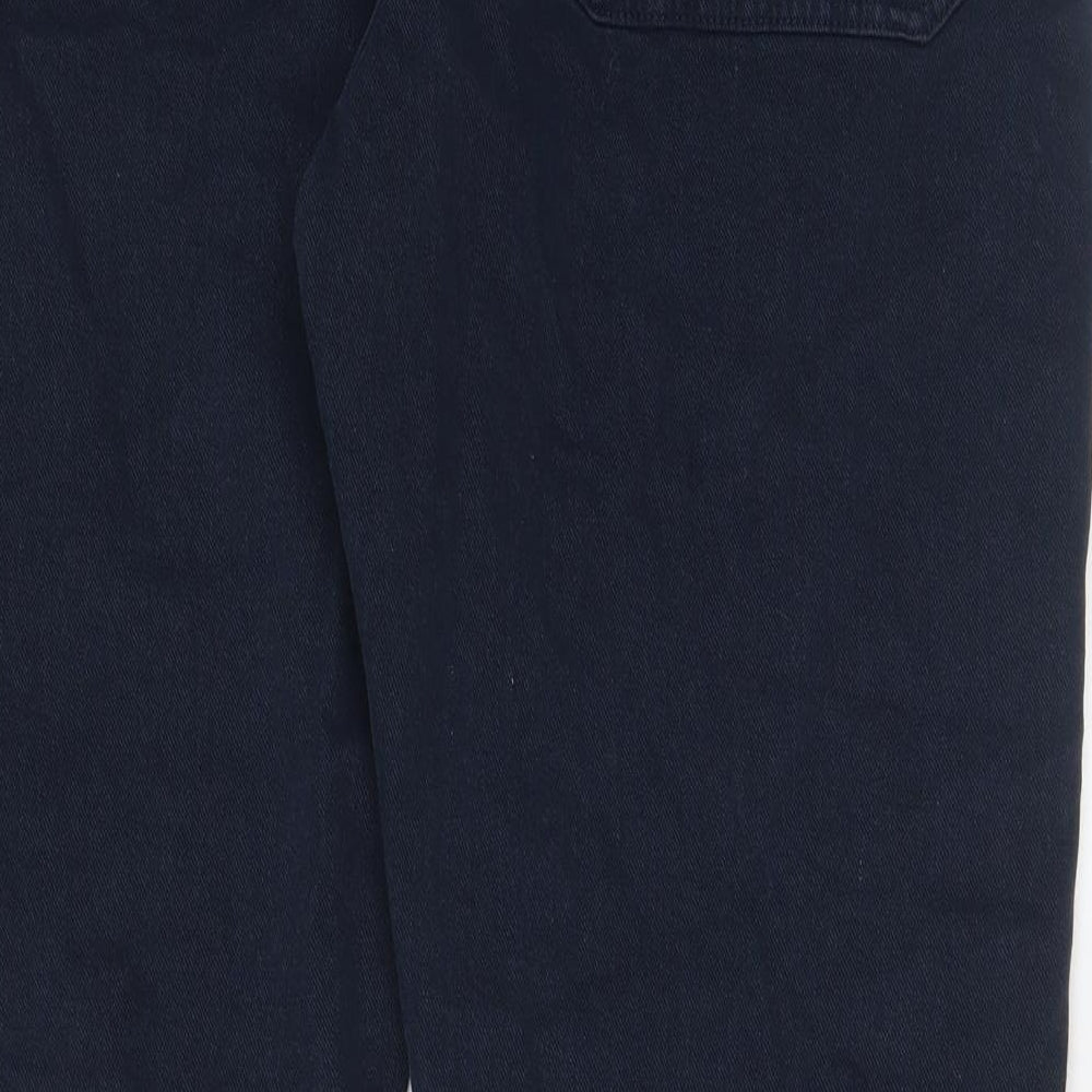 Marks and Spencer Womens Blue Cotton Tapered Jeans Size 40 in L31 in Regular Zip - Pockets